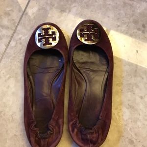 Maroon suede Tory Burch flats